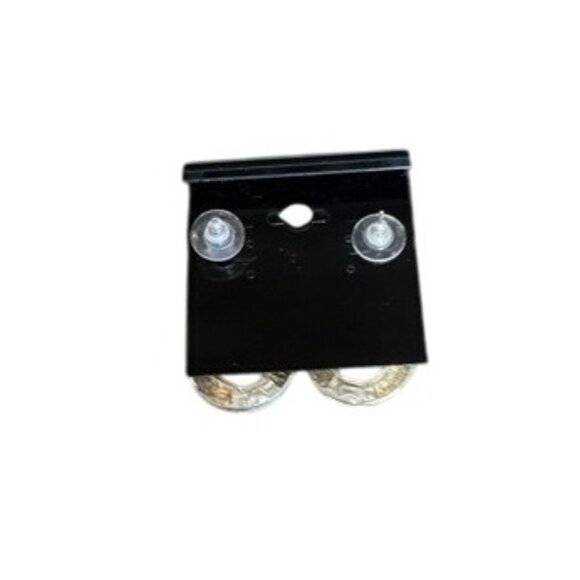 Cross-Shaped Abalone Inlay Stud Earrings With Gold Tone Accents L1 x W 0.5 Inch - Picture 2 of 4